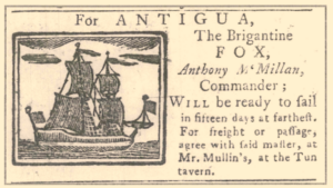 Passage to Antigua from Tun Tavern PA Gazette Sep 7 1749-color